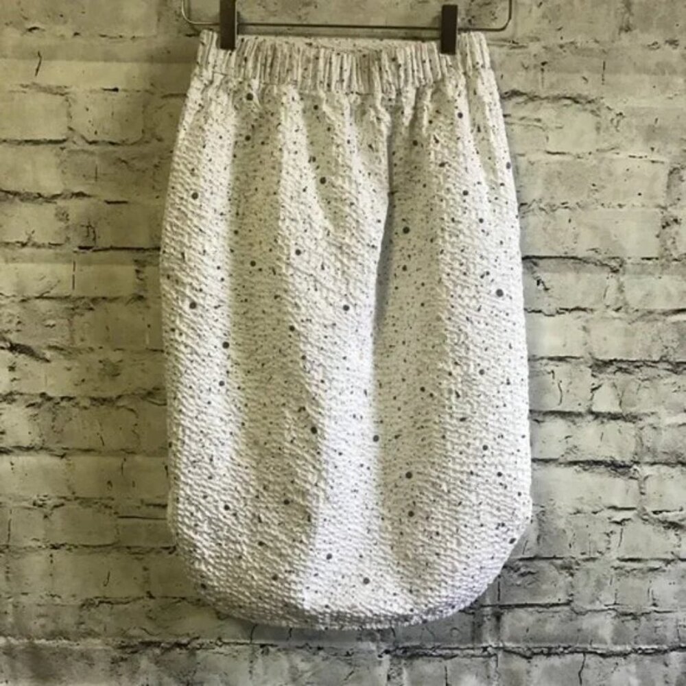 New COS high waisted paint splatter textured quilted high low pencil midi skirt - Picture 11 of 16